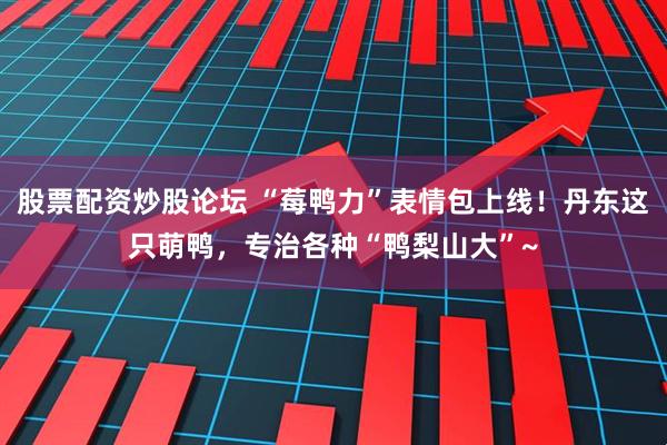 股票配资炒股论坛 “莓鸭力”表情包上线！丹东这只萌鸭，专治各种“鸭梨山大”~